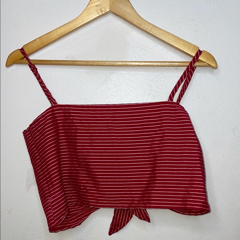 URBAN RENEWAL Anthro Vintage Fabric Red Striped Crop Top Bandeau Size Medium